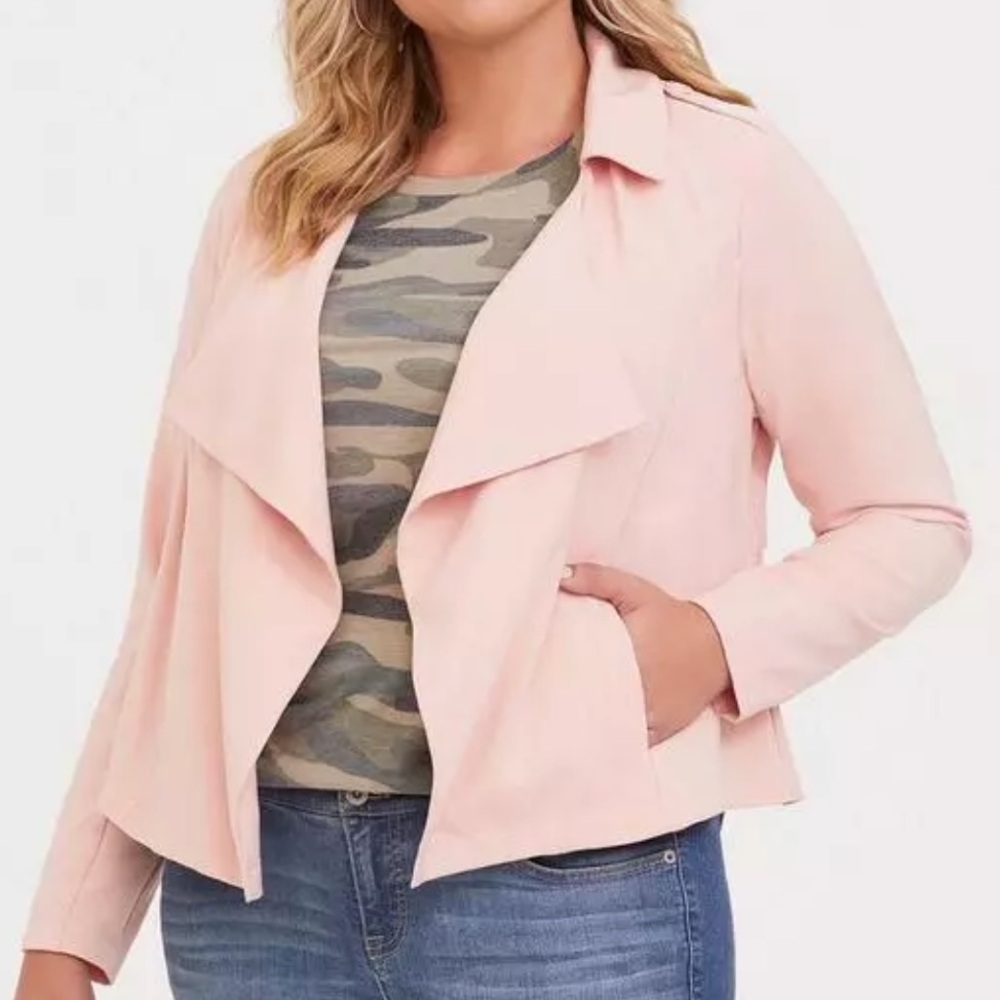 Torrid Soft Pink Full Drape Twill Jacket, sz 1